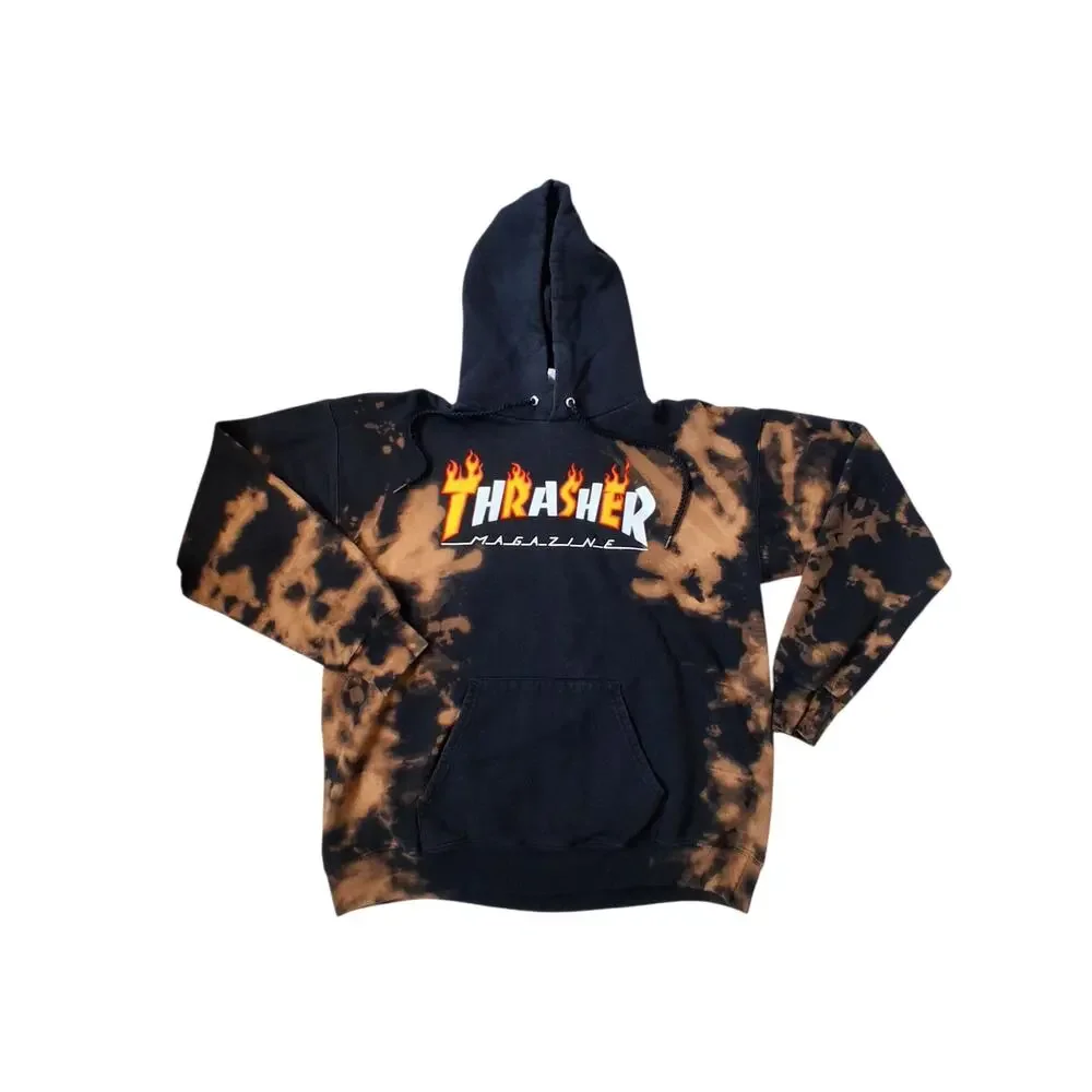Y2K Vintage Thrasher Custom Bleached Mens Size M Grungecore Skater Street Hoodie